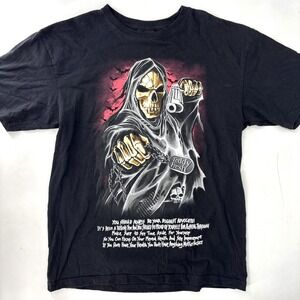 Teddy Fresh Shirt Mens Medium‎ Black Grim Reaper Graphic Tee Mental Health Quote